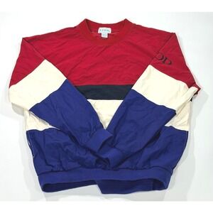 Vintage Izod Windbreaker‎ Men's Medium Pullover Nylon Red White Blue